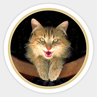 Mad Yellow Tabby Cat Sticker